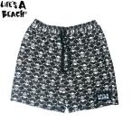 LIFE'S A BEACH SKULL PATTERN SHORT PANTS BLACK x WHITE ライフズ ア ビーチ 復刻 スカル パターン イージー ショートパンツ メンズ ホワイト 送料無料