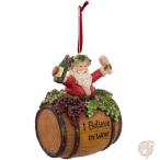 ワイン樽に乗ったサンタ Santa on Wine Barrel 4インチ クリスマス飾り オーナメント 送料無料