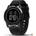 YUINK メンズ腕時計 超薄型デジタルスポーツウォッチ 防水 ステンレススチール ファッション腕時計 メンズ レディース, ブラック, L, 送料無料