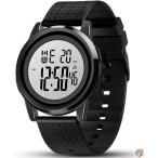 YUINK メンズ腕時計 超薄型デジタルスポーツウォッチ 防水 ステンレススチール ファッション腕時計 メンズ レディース L ブラックホワイト 送料無料