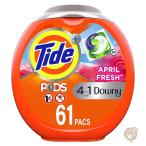 タイド Tide ポット + ダウニー 4 in 1 洗濯洗剤ポッド エイプリル フレッシュの香り 61 個 アメリカ洗剤