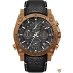 Bulova Precisionist Champlain 97B188メンズブラックレザーバンドブラック/グレーダイヤルウォッチ 送料無料