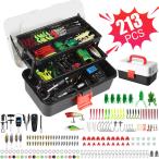 ? 3層釣り道具箱、ルアーキット213点、釣りアクセサリーセット、餌、フック、ジグ、ギア、釣り道具ケース、ギフト