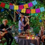 メキシコのパーティーデコレーションバナー、カラフルなDia De Los Muertos Papel Picadoバナー、カーニバル誕生日ベビーシャワ