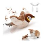 インタラクティブな猫のおもちゃ 充電式飛ぶ鳥のおもちゃ 鳴き声と羽ばたきをする鳥（飛ばない） キャットニップを追加可能 タッチで反応するぬいぐるみ