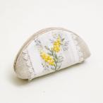 めがねケース 約12x20cm 約8x18cm 眼鏡ケース 小花プリント リボン刺繍 ナチュラルテイスト ミモザ 手刺繍 1857