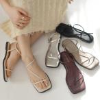 スラントストラップ サンダル レディース 春夏 スクエアトゥ ストラップ amiamiアミアミ