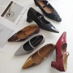 パンプス ストラップ レディース 柔らか 歩きやすい かかとが踏める 2WAY メリージェーン 4cm太ヒール アミアミ　SlV