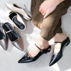 ミュール ゴールドバー オーバルヒール ポインテッドトゥ ストラップ レディース 疲れにくい 歩きやすい amiamiアミアミ