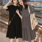 マタニティーワンピース 妊婦 レディース マタニティー ママ 洋服 産前 産後 妊娠 出産 無地 シンプル 半袖 ミドル丈 フレア Aライン アシンメ