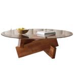 ガラステーブル/ローテーブル/ラウンドコーヒーテーブル/コーヒーテーブル/ガラスコーヒーテーブル/ガラスセンターテーブル/強化ガラストップ/無垢材素材/リビン