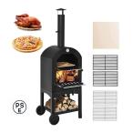 ショッピングピザ 2層ピザオーブン薪窯 薪屋外ピザオーブン ピザ窯 煙突 薪 ピザメーカー ポータブル ピザ焼き釜 ピザがま 家庭用 屋外 車輪付き 温度表示 大容量