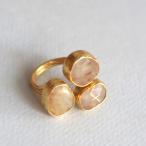 三つの石のリングルチルクォーツ天然...