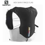 ショッピングSALOMON サロモン バックパック SALOMON ADV SKIN 5 RACE FLAG BLACK/WHITE フラスク付きユニセックス ランニングベストトレイルランニング