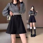 ショートパンツ レディース キュロット Aライン ハイウエスト 美脚 ワイドパンツ 短パン 膝上 タック入り きれいめ 通勤 カジュアル