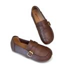  Loafer женский раунд tu.... мягкий casual мокасины ремень имеется retro лес девушка туфли-лодочки женская обувь ходить на работу посещение школы 
