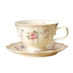 カップ&ソーサー 250cc 珈琲カップ 紅茶カップ ベージュ ロイヤル フランス風 姫系 宮廷風 コップ ティー コーヒー 陶器 彩金