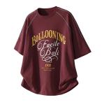 Tシャツ メンズ 半袖 ビッグシルエット ストリート系 カレッジロゴ プリント トップス クルーネック ゆったり ティーシャツ カジュアル