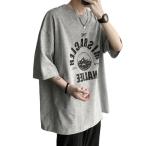 Tシャツ メンズ 半袖 ビッグシルエット オーバーサイズ ストリート系 英字柄 トップス 5分袖 カットソー 丸首 ゆったり おしゃれ 夏