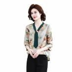 ブラウス レディース 半袖シャツ 花柄 シニア 中高年 花柄 シフォン Vネック トップス シャツ ミセス 40代 50代 60代 通勤