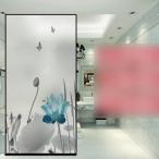 目隠しシート ガラスフィルム 窓用 UVカット 断熱 蓮華 花柄 窓用フィルム 外から見えない 遮光 貼り直し可能 再利用可能 飛散防止