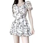  купальный костюм One-piece женский body type покрытие все в одном плавание одежда цветочный принт оборка украшение грудь ... женщина казаться мода вода суша обе для 