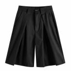 ハーフパンツ ワイド メンズ レディース シティボーイ 膝丈 ショートパンツ ゆったり 5分丈 タック ワイドショーツ オーバーサイズ 春
