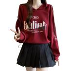 パーカー レディース オーバーサイズ フーディー 袖ジッパーデザイン 英字ロゴ スウェット トレーナー 韓国風 ストリート系 体型カバー