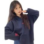 パーカー レディース オーバーサイズ フード付き スウェット 長袖 英字 刺繍入り ゆったり プルオーバー トップス カジュアル 韓国風