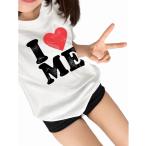 Tシャツ レディース 半袖 韓国風 ゆったり カットソー ハート ロゴ プリント クルーネック トップス カジュアル 丸首 お洒落 通学