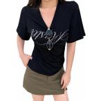 TシャツレディースVネック半袖ライ...
