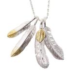 ネイティブアメリカンネックレスレザーシルバーゴールドターコイズフェザービー...