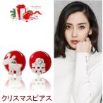 ピアス レディース クリスマス トナカイ 雪花 2個セット 金属アレルギー対応 18K ピアス レッド 2way 非対称バックキャッチ シルバー925 送料無料