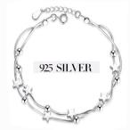 Yahoo! Yahoo!ショッピング(ヤフー ショッピング)ブレスレット レディース 星 スター 丸ボール 純銀製 二連チェーン シルバー925 アレルギー 送料無料