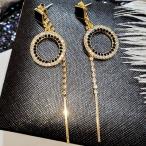 Yahoo! Yahoo!ショッピング(ヤフー ショッピング)ピアス アレルギー対応 つけっぱなし 18k 金属アレルギー対応 レディース シルバー925 ブラック  ロング