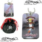 エドハーディー Death Before Dishonor ドックタグ（ED　HARDY、正規品、Dog Tag、ナイフ、シルバー、BY　クリスチャンオードジェー）