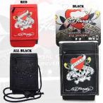 携帯電話やデジカメケースとして！　3タイプ　エドハーディー　ラブキル多目的ケース　ストラップ付　BLACK RED（Ed Hardy Universal Verticle Flap LKS Case