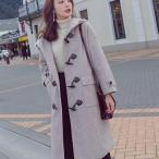 ダッフルコート グレージュ フーディ レディース SMLXL