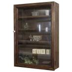 コレクションケース 木製 ひのき 透明ガラス扉 壁掛け 棚付き ディスプレイケース ガラスケース 32×10×46cm ダークブラウン 受注製作