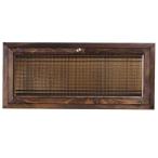 キャビネット 木製 ひのき ダークブラウン フランス製チェッカーガラス 横型 60×15×26cm おうちカフェ キッチンカウンター上収納 受注製作