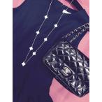 ネックレス レディース ロングクローバー　ゴールド＆　ホワイト　ブラック　レッド　再入荷　
