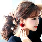 ピアス レディース ポンポン ピアス パールキャッチ ファー ワインレッド ピンク ホワイト グレー ブラック 再入荷 アクセサリー