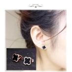 アンジェリツコ ブラック クローバーミニピアス チタン レディース シンプル アクセサリー 四つ葉 選べる3色 人気シリーズの新作 Ｅ