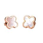 アンジェリツコ シェル風ホワイト つやブラック ラヴリークローバーピアス オフィス ピアス Ｄ