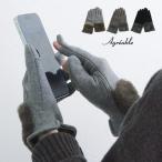 手袋 防寒 レディース スマホ グローブ 裏起毛で暖かい ファー付 ストレッチジャージ 指スリット入グローブ yrh Agreable アグレアーブル【7/4服MD】