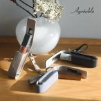 バッグに付けてさっとお直しできる 牛革 リップケース ミラー付 印鑑ケース おしゃれ?カラビナ チャーム 口紅ケース Agreable アグレアーブル