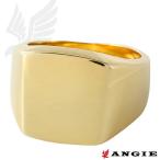 a 印台 24金コート 1ミクロン リング 鏡面仕上げ 指輪 メンズ シンプル ゴールド 印台リング　メンズリング  24kgp