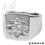 a 指輪 本ロジウムコート ジルコニア 印台 メンズ リング シンプル 鏡面仕上げ 男性用 リング シルバーカラー プラチナカラー