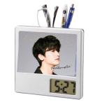 ショッピング韓流 パクヒョンシク 写真入り ペン立て付き 置き時計 時計 フォトフレーム 韓流 グッズ ph020-7
