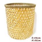 バンブーのランドリーバスケット円筒型据置型斜格子Lサイズ[W.44cmxH...